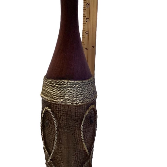 Vintage Tall Rustic Tribal Nautical Bud Vase Embellished Roped Design - Picture 2 of 5